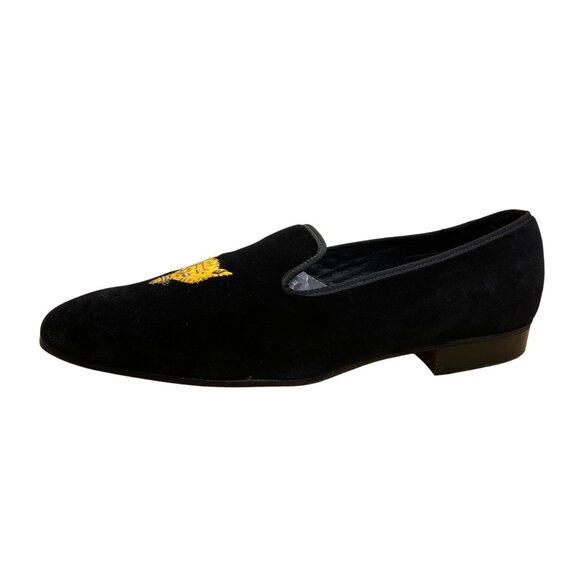 Peal & Co x Brooks Brothers Men’s Black Velvet Embroidered Gold Fox Loafers Sz 9 main image 6